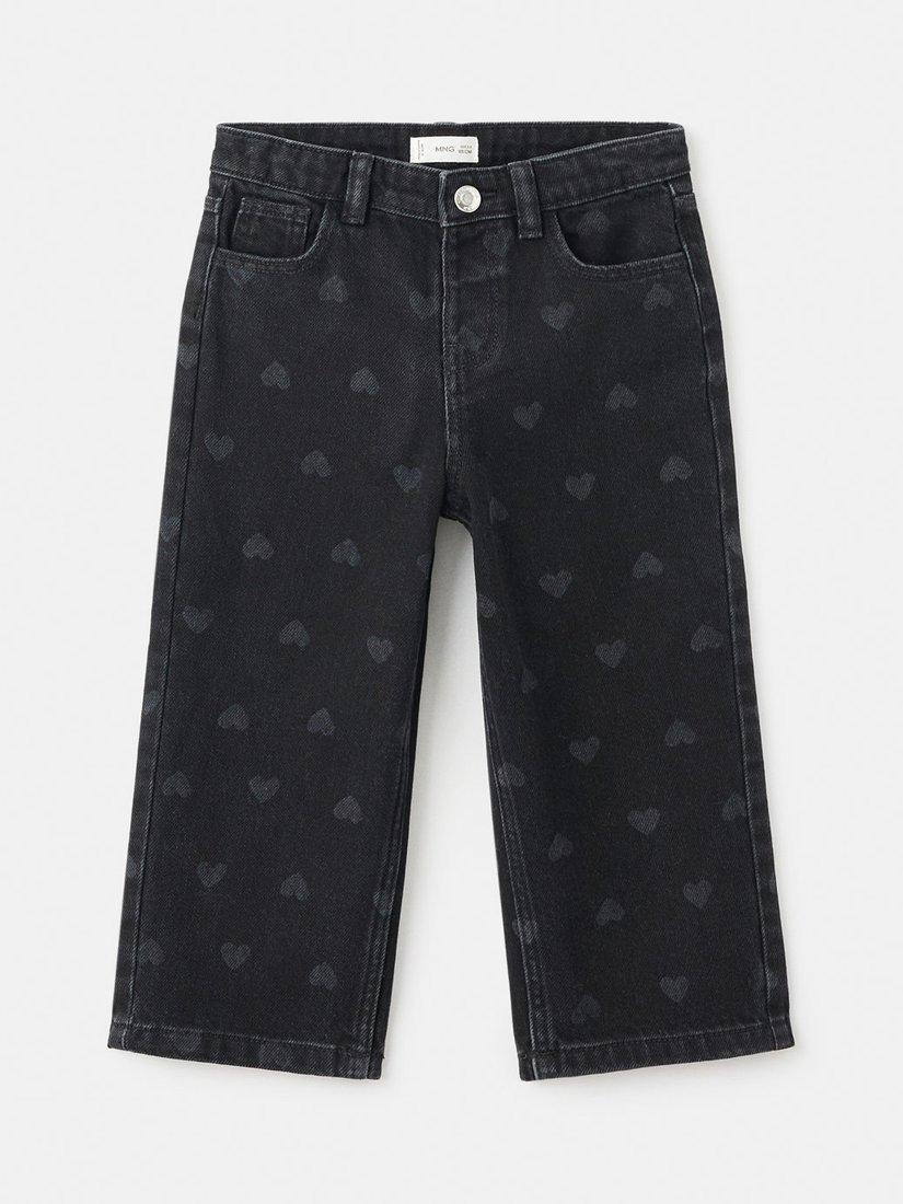 Product image 2 of 5, which shows Mango Kids' Carla Denim Heart Jeans, Black, 12-18 months