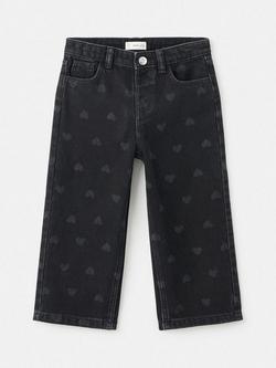 Mango Kids' Carla Denim Heart Jeans, Black - view 2, Black