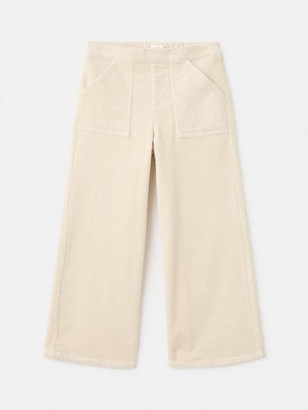 Mango Kids' Lula Corduroy Wide Leg Trousers, Light Beige, Light Beige