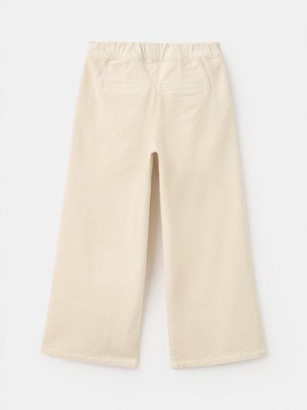 Mango Kids' Lula Corduroy Wide Leg Trousers, Light Beige - view 2, Light Beige