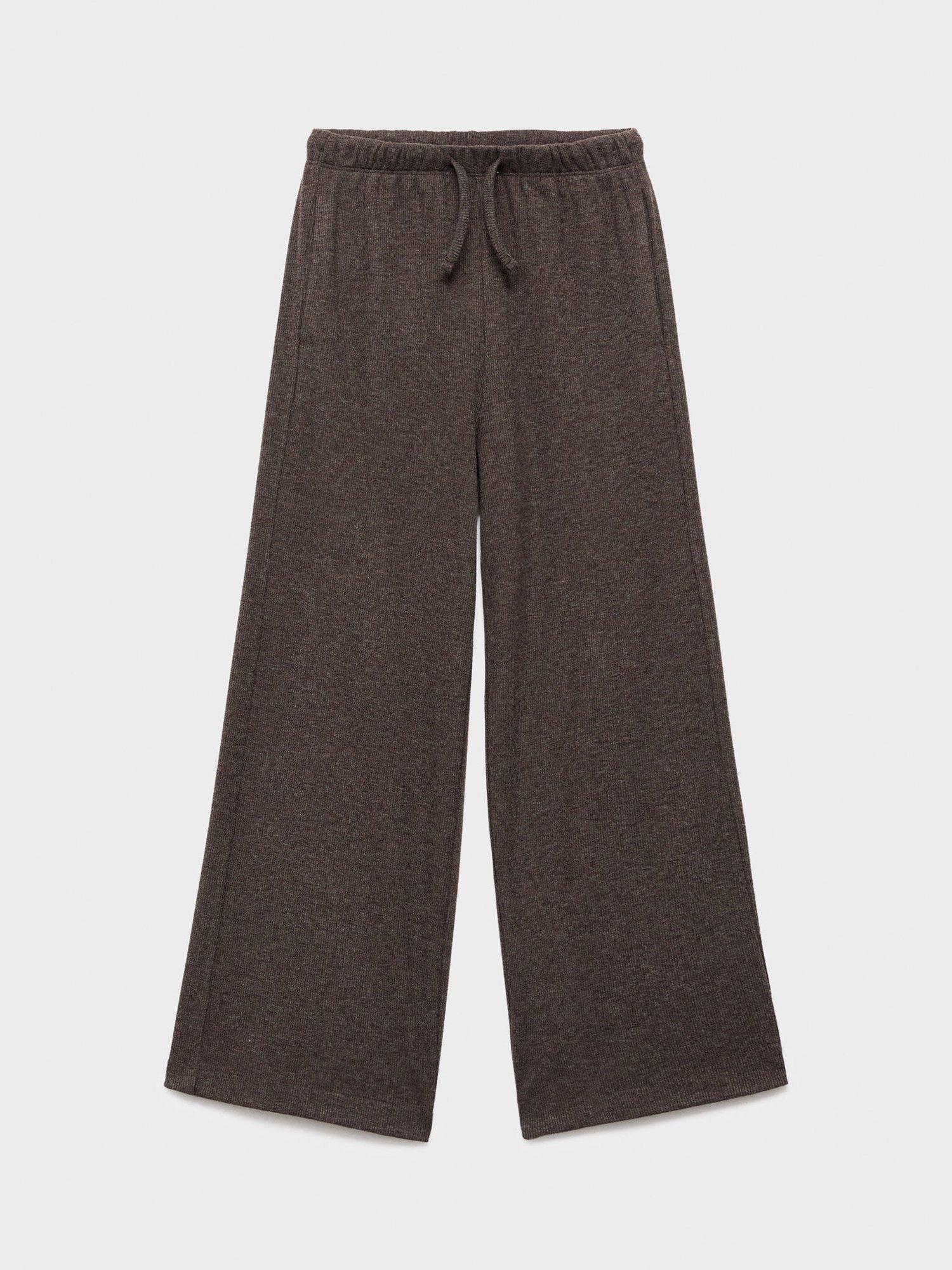 Product image 1 of 4, which shows Mango Kids' Samy Wide Leg Drawstring Trousers, Dark Brown, 11 years