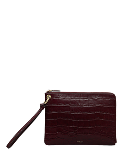 Radley Elms Crescent Leather Zipped Pouch, Dark Cherry - view 2, Dark Cherry
