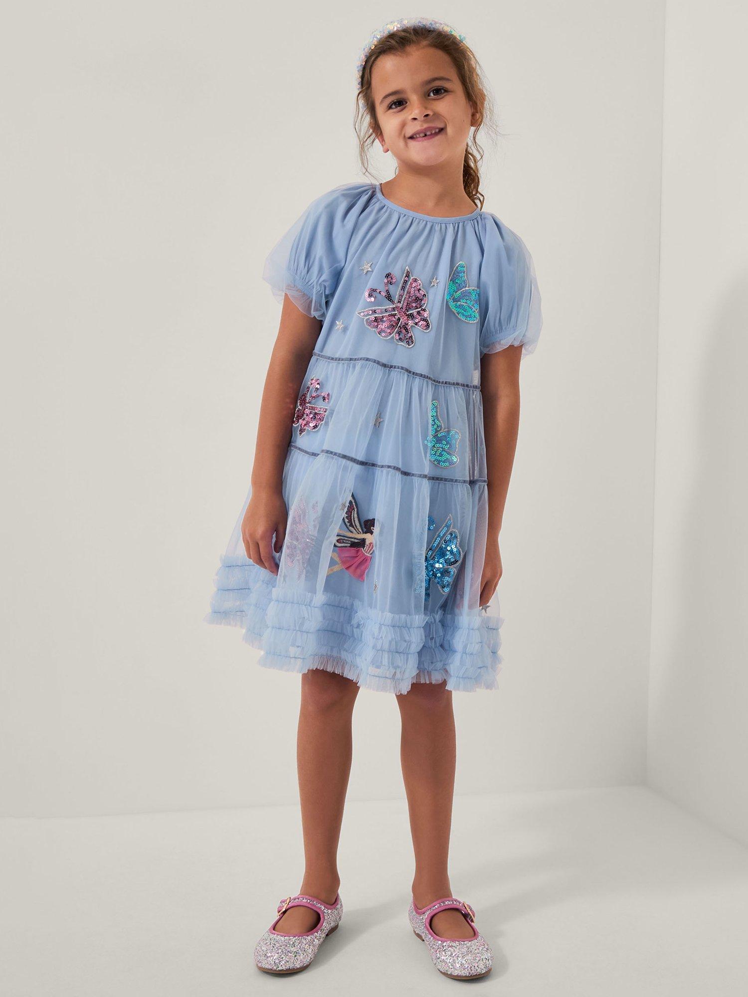 Monsoon Kids' Fairy Short Sleeved Party Dress, Blue