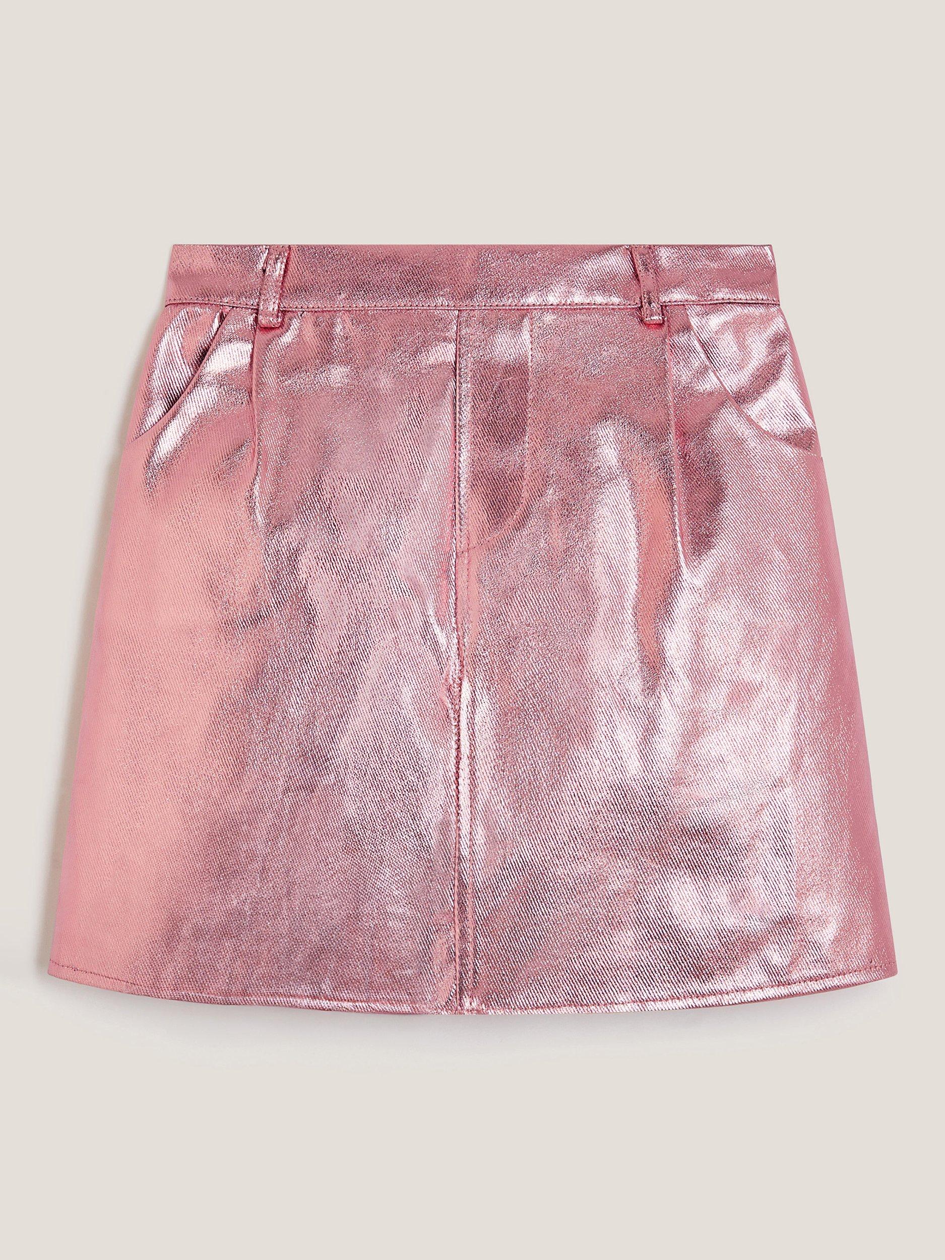 Product image 2 of 4, which shows Monsoon Kids' Metallic Skirt, Rose Gold, 3-4 years