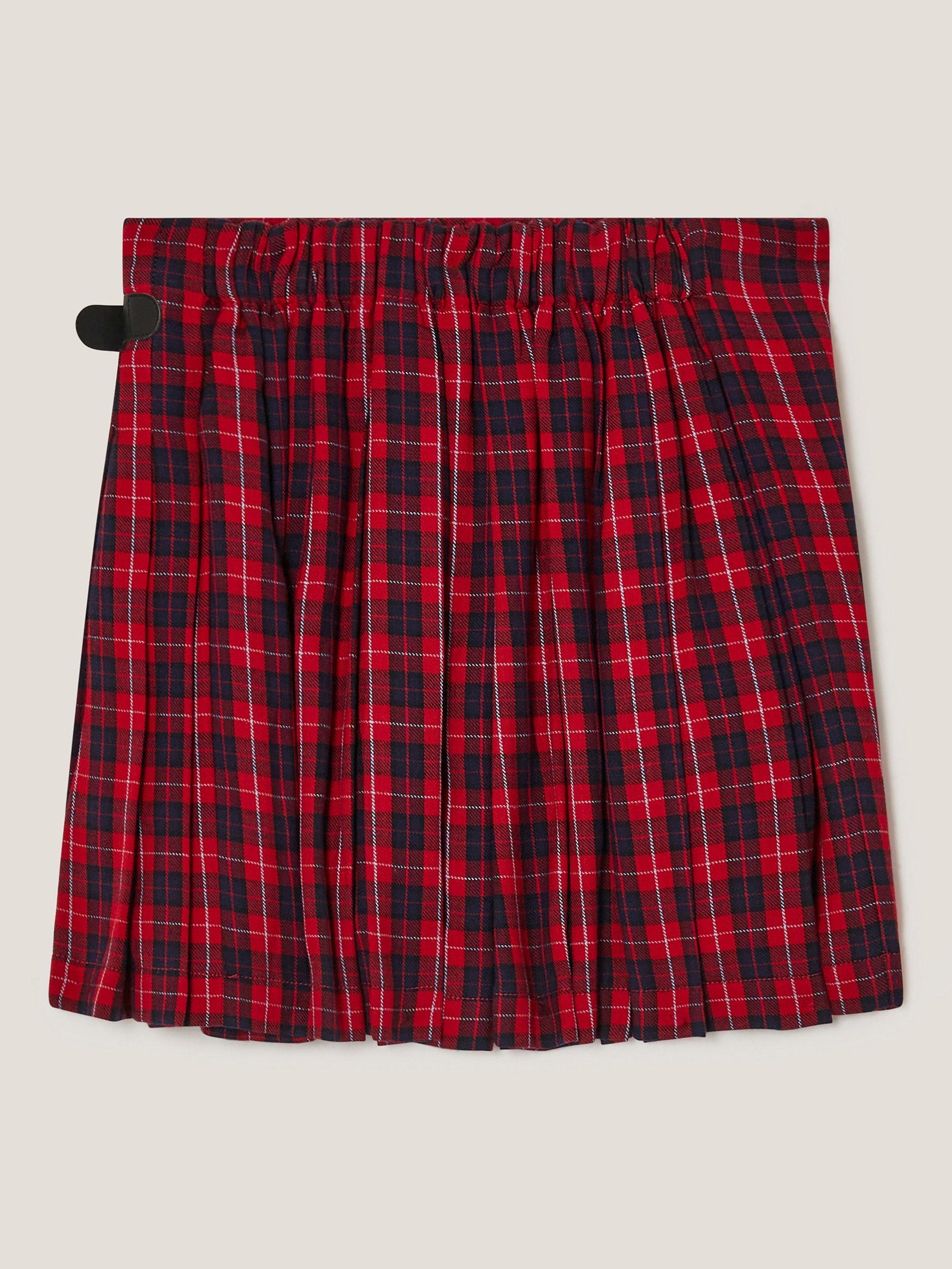 Product image 3 of 4, which shows Monsoon Kids' Sequin Tartan Kilt, Red, 3-4 years