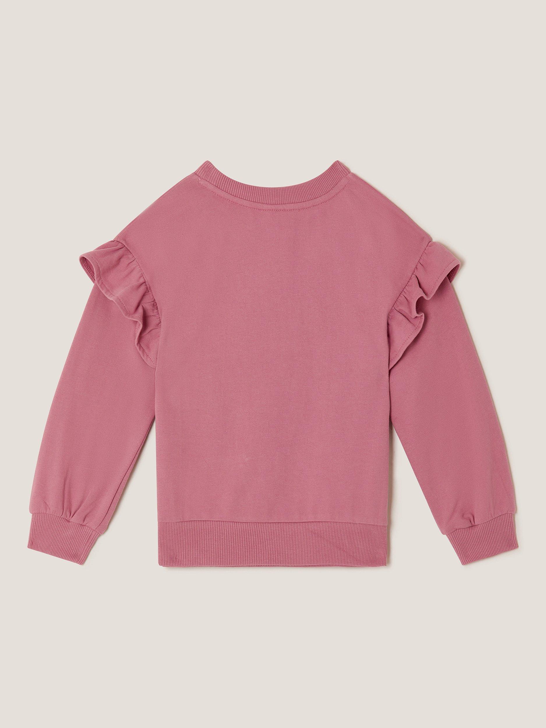 Product image 3 of 4, which shows Monsoon Kids' Cotton Sequin Santa Sweatshirt, Pink, 3-4 years