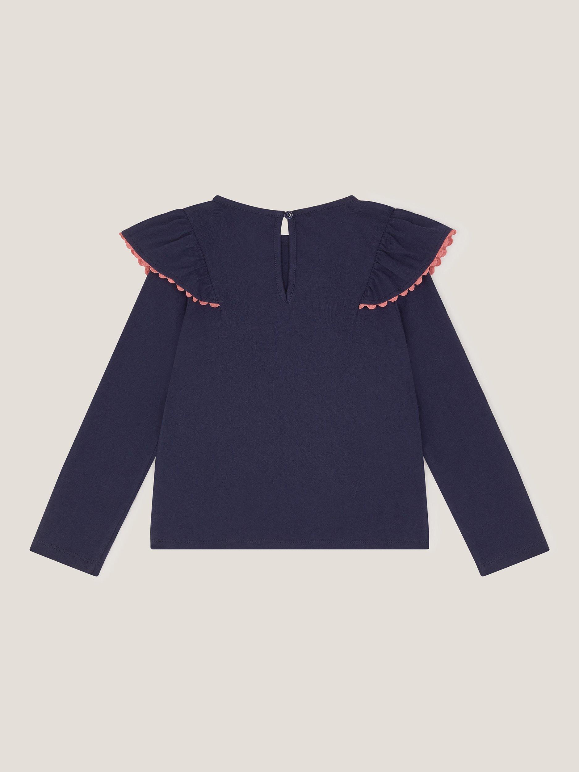 Product image 3 of 4, which shows Monsoon Kids' Cotton Sequin Christmas Bear Top, Navy, 3-4 years