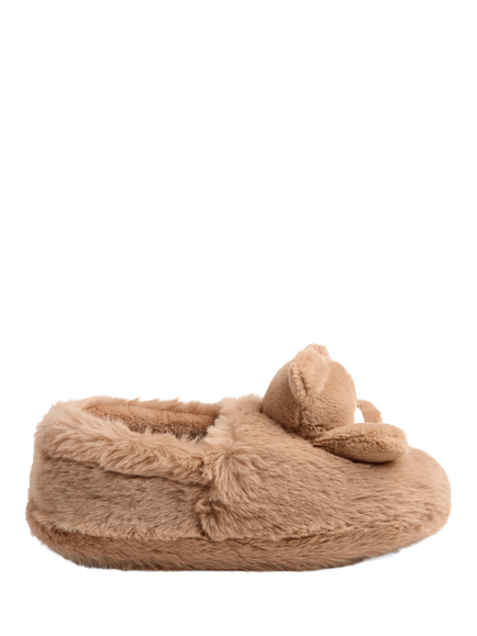 Lindex Kids' Teddy Bear Slippers, Brown, Brown