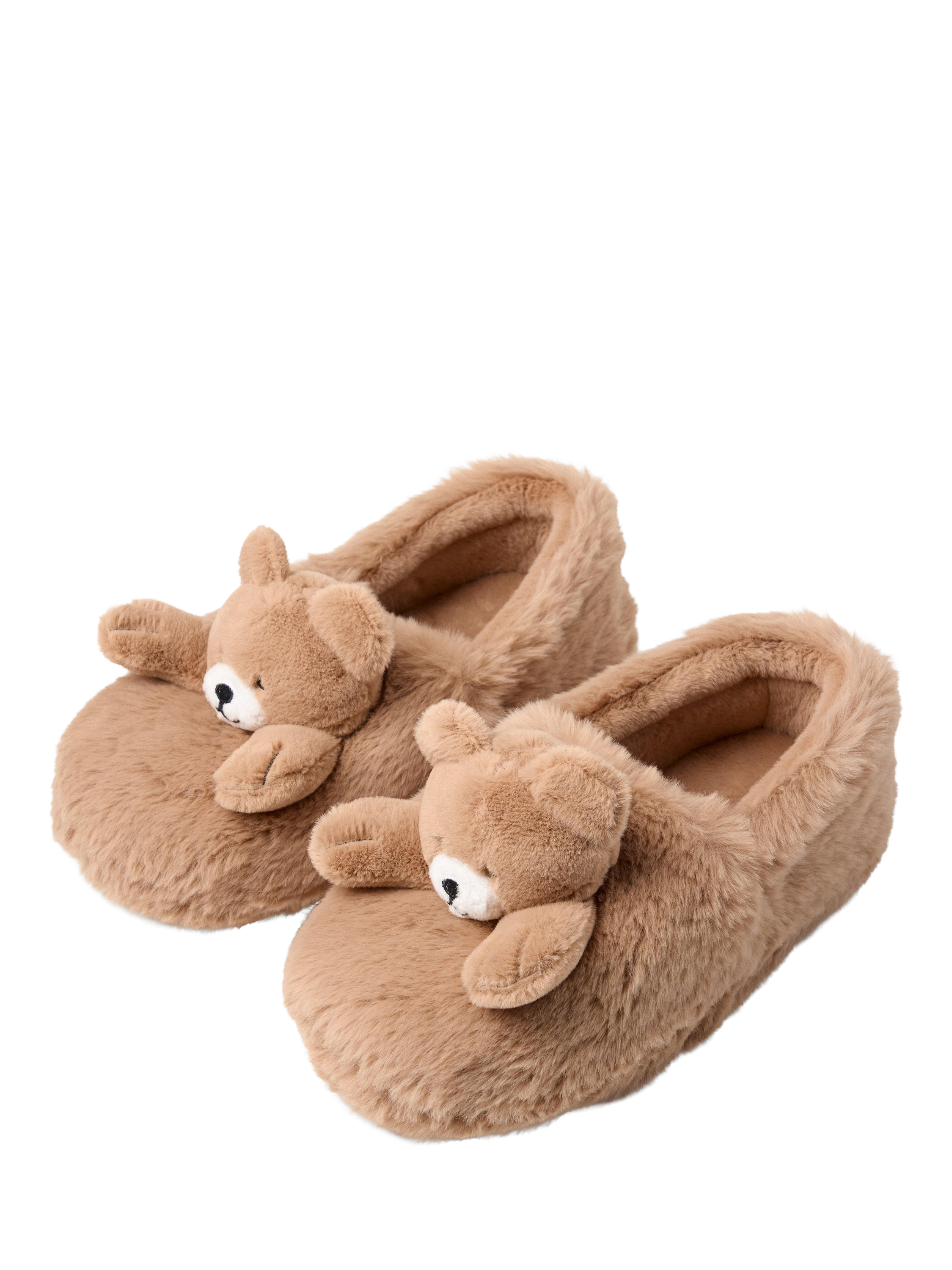 Product image 2 of 3, which shows Lindex Kids' Teddy Bear Slippers, Brown, 2-4 years