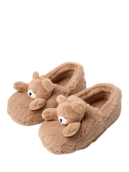 Lindex Kids' Teddy Bear Slippers, Brown - view 2, Brown