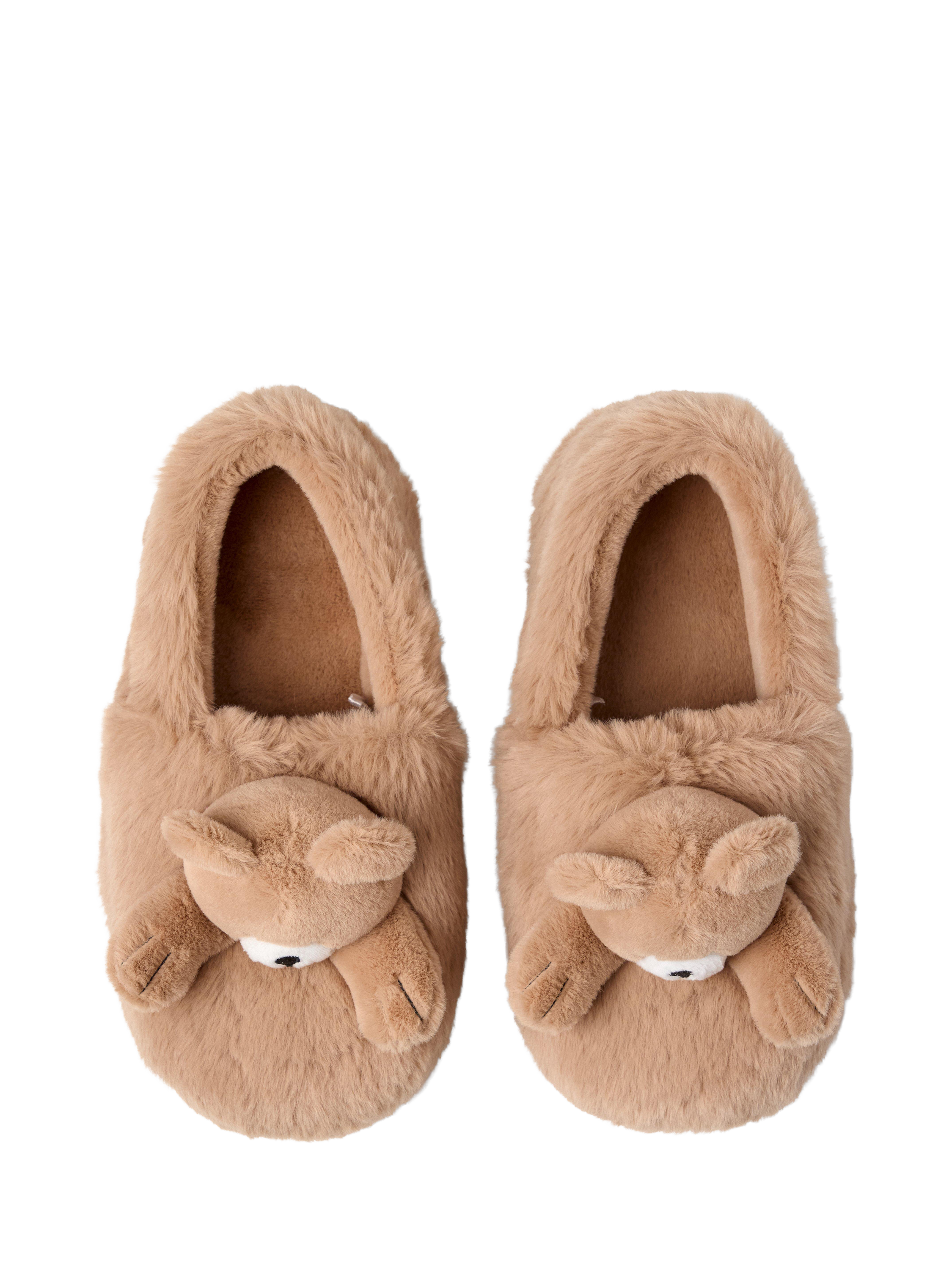Product image 3 of 3, which shows Lindex Kids' Teddy Bear Slippers, Brown, 2-4 years
