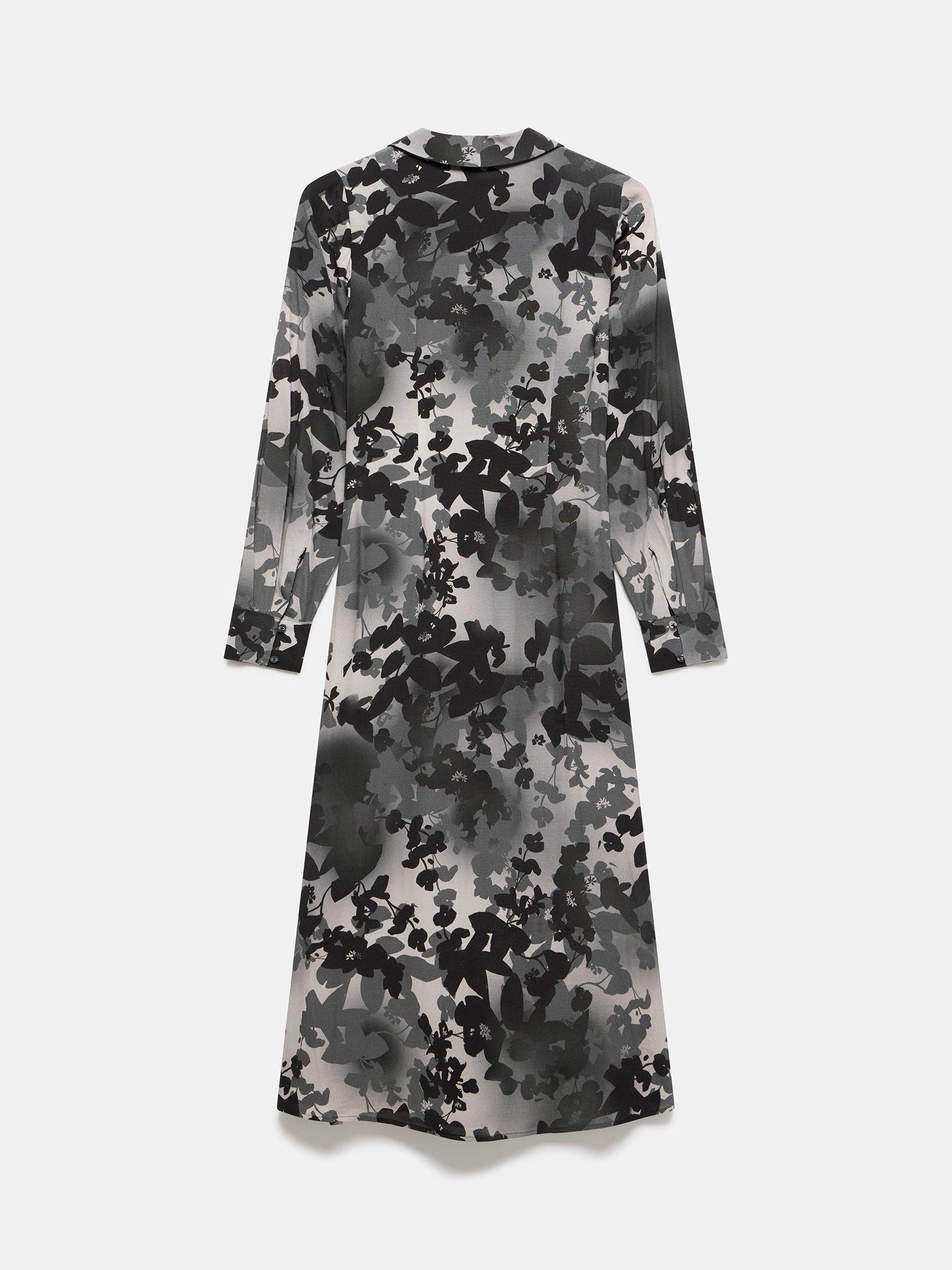Product image 8 of 8, which shows Mint Velvet Floral Collared Midi Dress, Black/Multi, 6