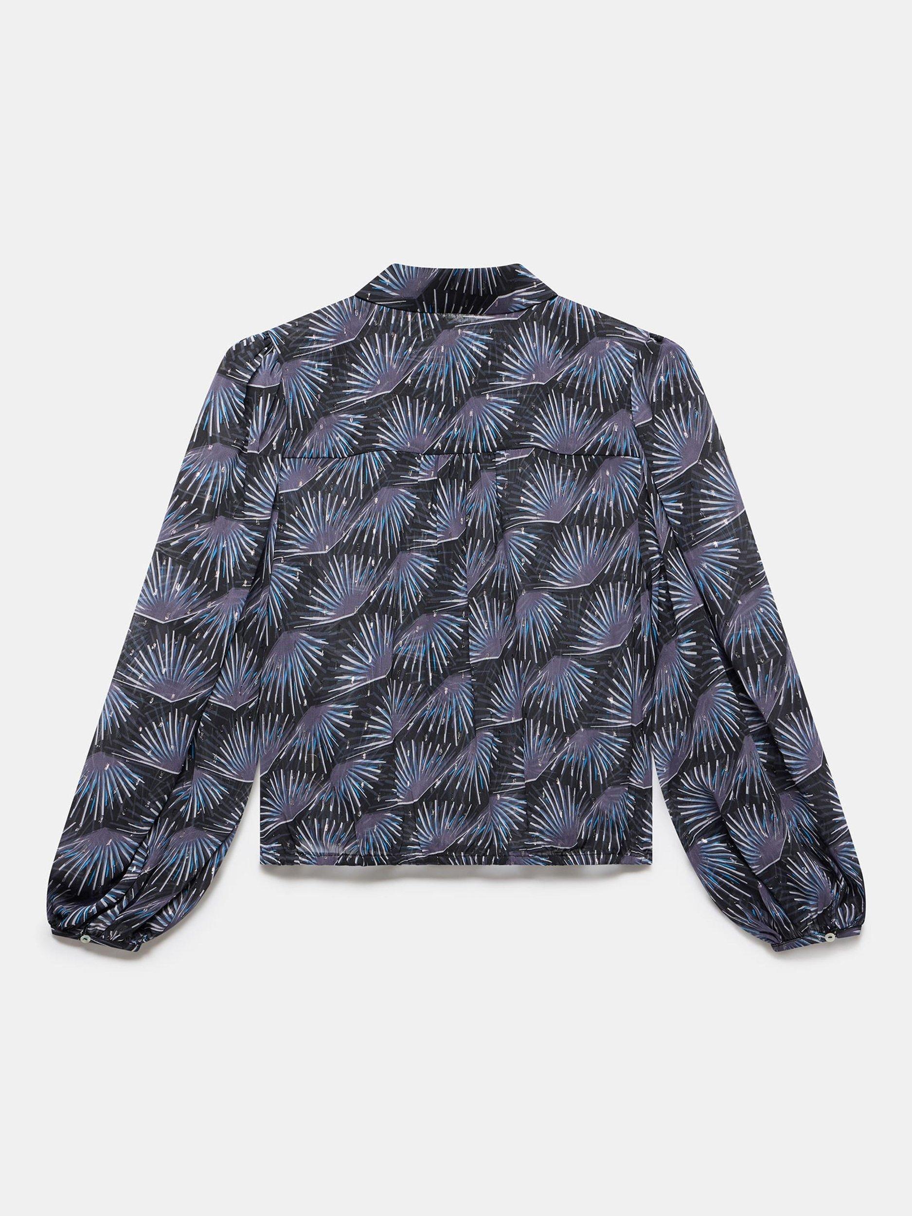 Product image 7 of 7, which shows Mint Velvet Geometric Sparkle Shirt, Blue/Multi, L