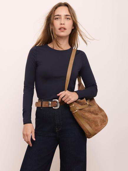 Mint Velvet Crew Neck Long Sleeve Top, Blue Navy, Blue Navy