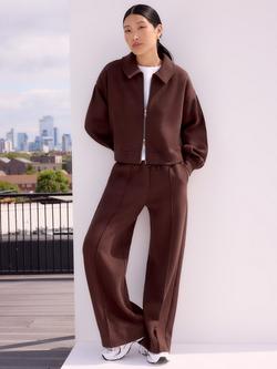 Ro&Zo Sweatshirt Bomber Jacket, Brown - view 2, Brown