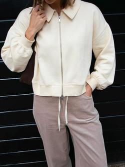 Ro&Zo Sweatshirt Bomber Jacket, Natural, Natural