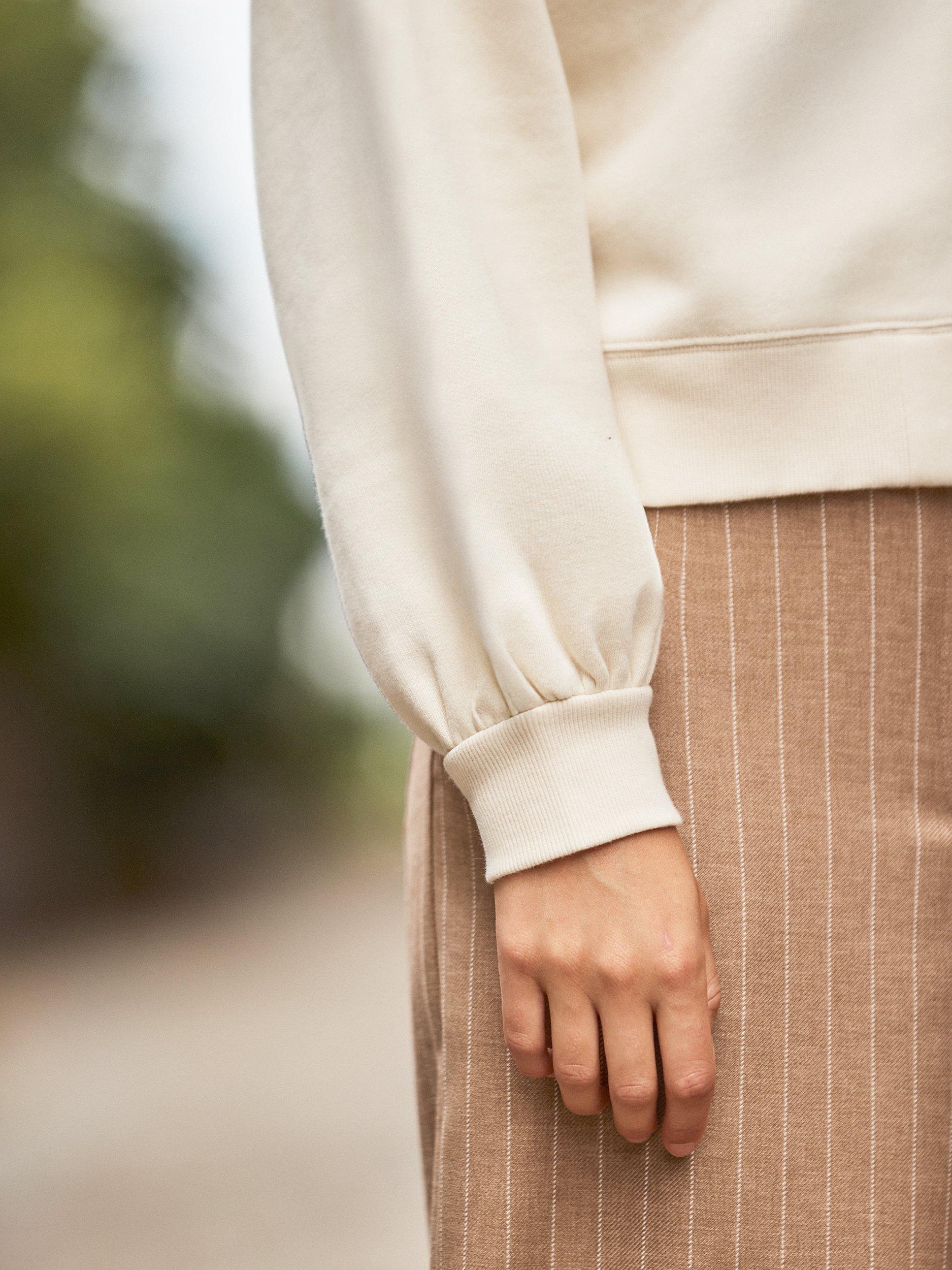 Product image 3 of 4, which shows Ro&Zo Sweatshirt Bomber Jacket, Natural, XS