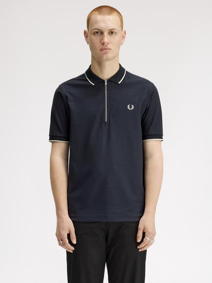 Fred Perry Cotton Crepe Pique Polo Shirt, Navy, Navy