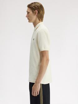 Fred Perry Cotton Jacquard Polo Shirt, Ecru - view 2, Ecru