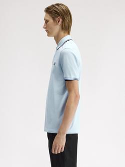 Fred Perry Twin Tipped Cotton Regular Fit Short Sleeve Polo Shirt, Light Ice/Multi - view 2, Light Ice/Multi