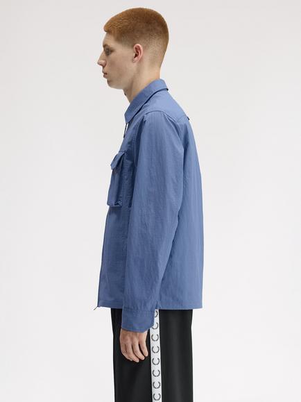 Fred Perry Large Ripstop Pocket Overshirt, Ace Blue - view 2, Ace Blue