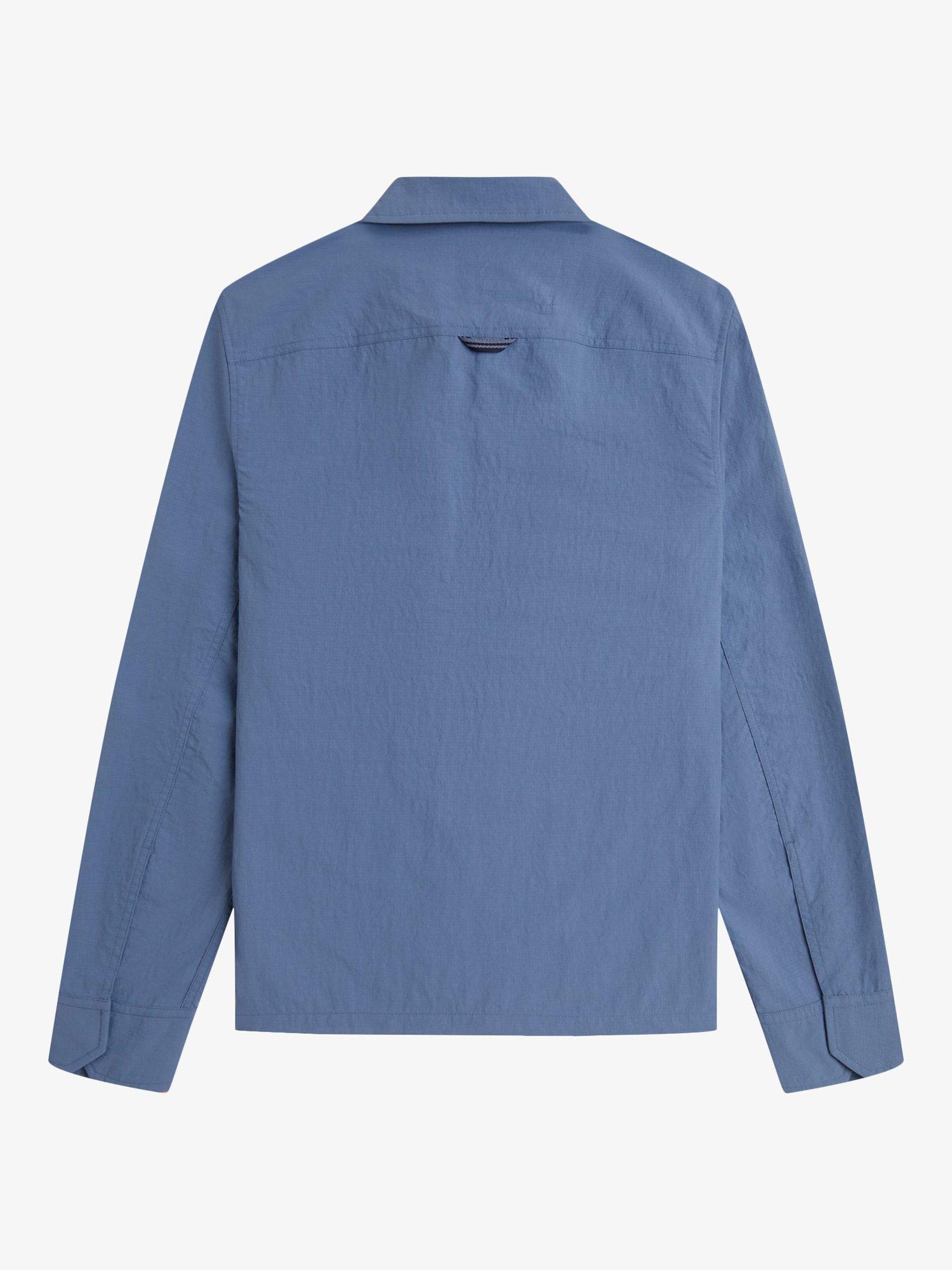 Product image 5 of 5, which shows Fred Perry Large Ripstop Pocket Overshirt, Ace Blue, S