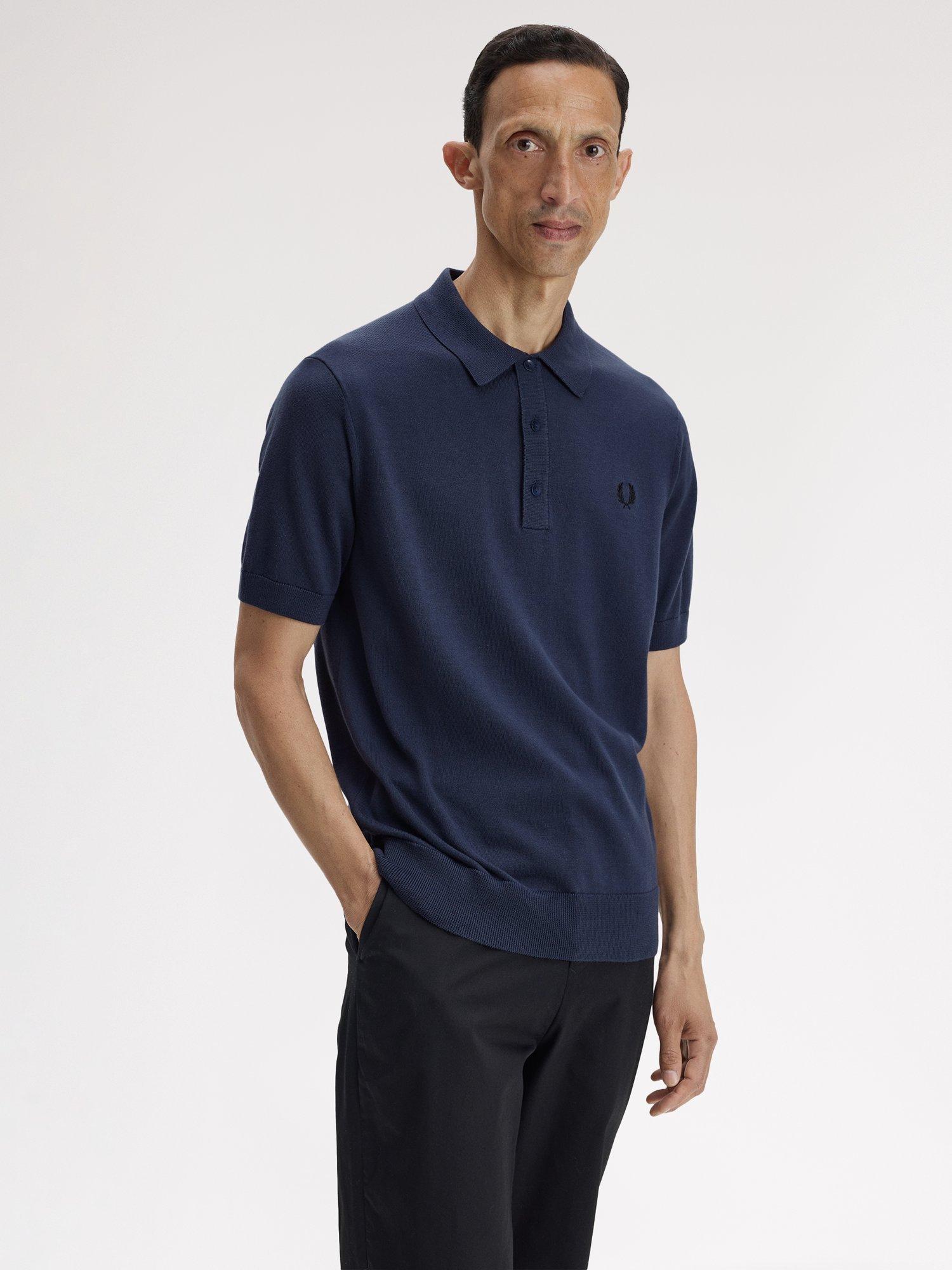 Product image 3 of 5, which shows Fred Perry Cotton Knitted Shirt, Dark Airforce, S