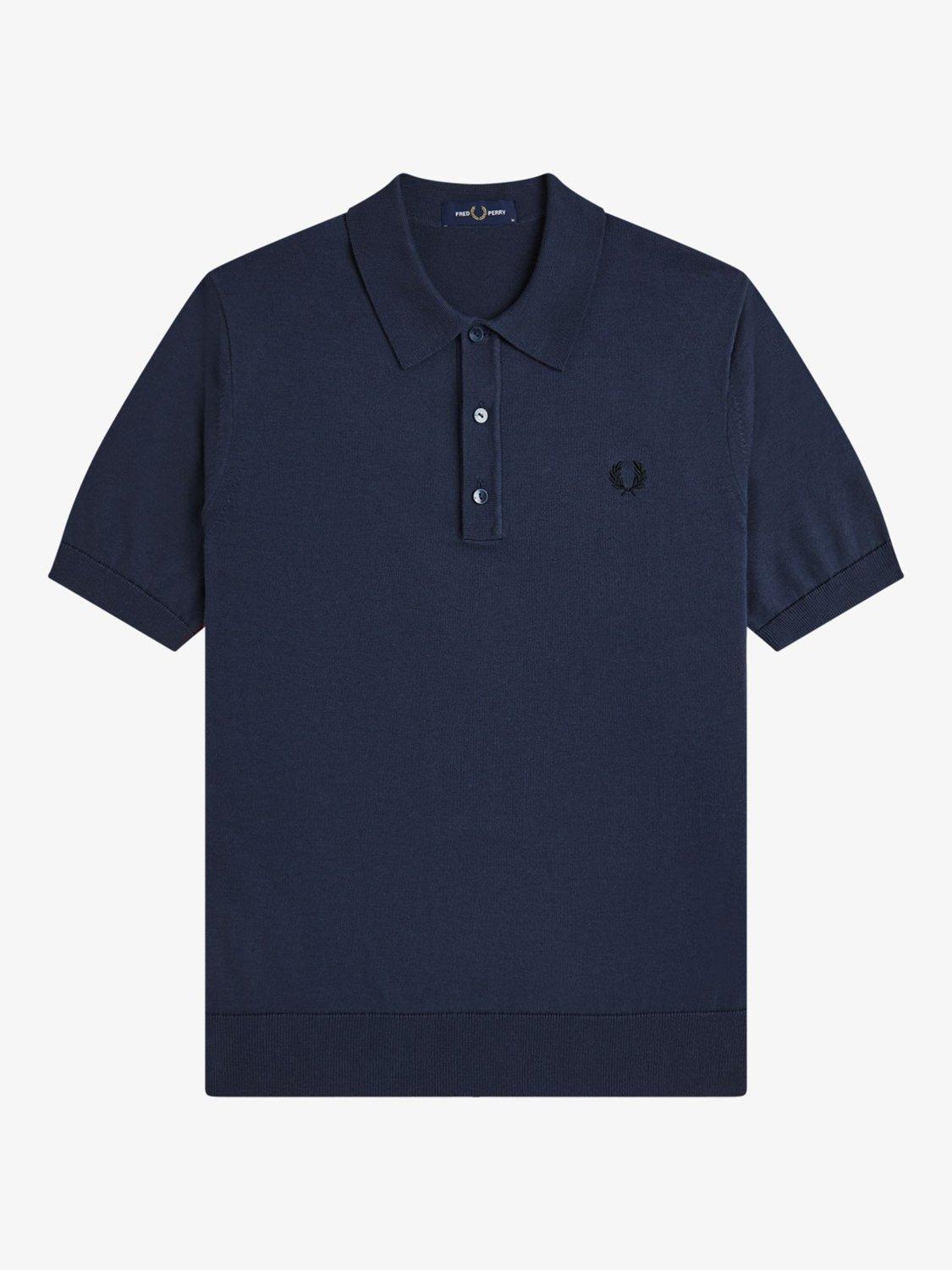 Product image 4 of 5, which shows Fred Perry Cotton Knitted Shirt, Dark Airforce, S