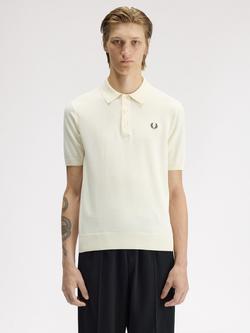 Fred Perry Cotton Knitted Shirt, Ecru, Ecru