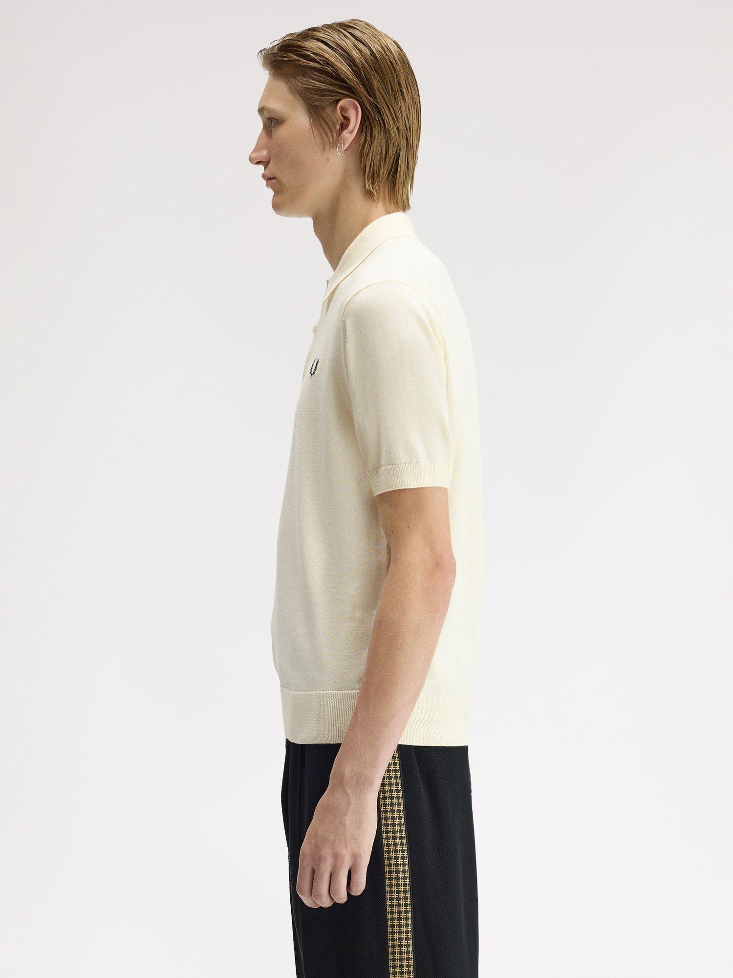 Product image 2 of 5, which shows Fred Perry Cotton Knitted Shirt, Ecru, S