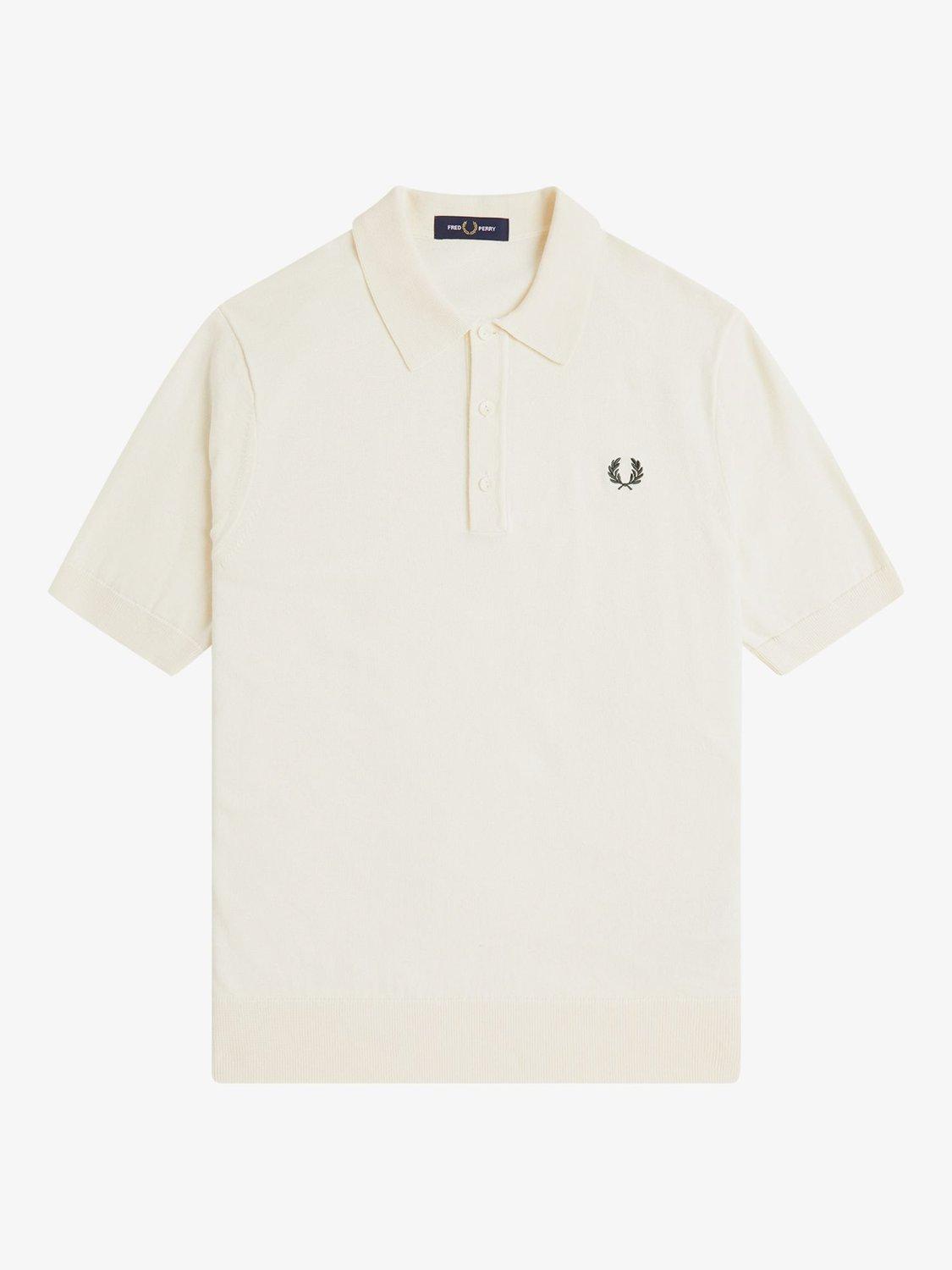 Product image 4 of 5, which shows Fred Perry Cotton Knitted Shirt, Ecru, S