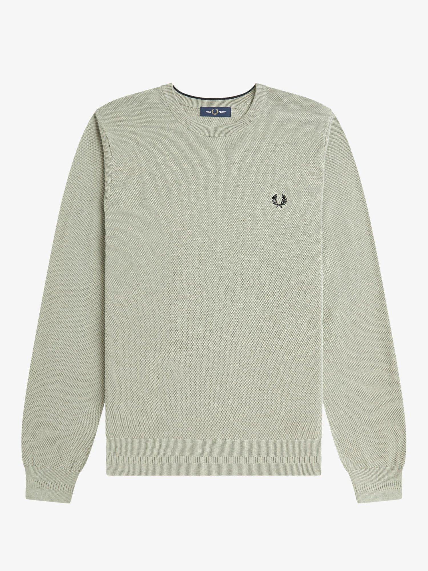 Product image 4 of 5, which shows Fred Perry Cotton Pique Stitch Jumper, Seagrass, S