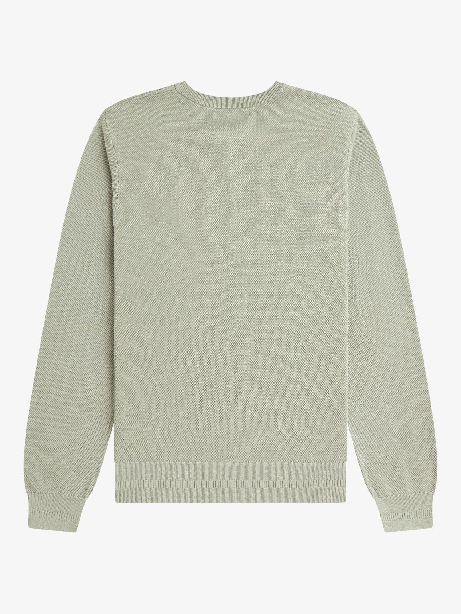 Product image 5 of 5, which shows Fred Perry Cotton Pique Stitch Jumper, Seagrass, S