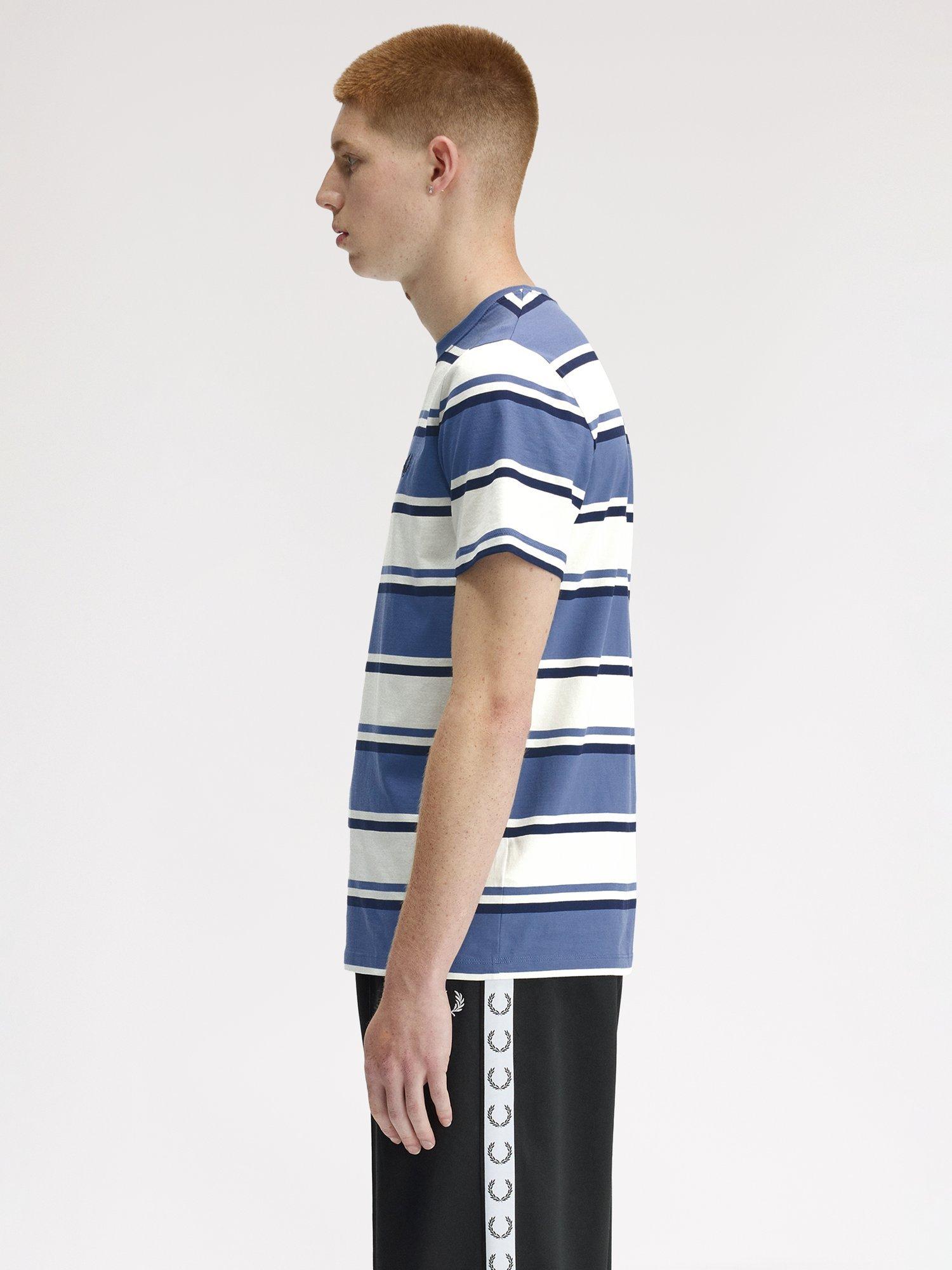 Product image 2 of 5, which shows Fred Perry Cotton Bold Stripe T-Shirt, Ace Blue, S