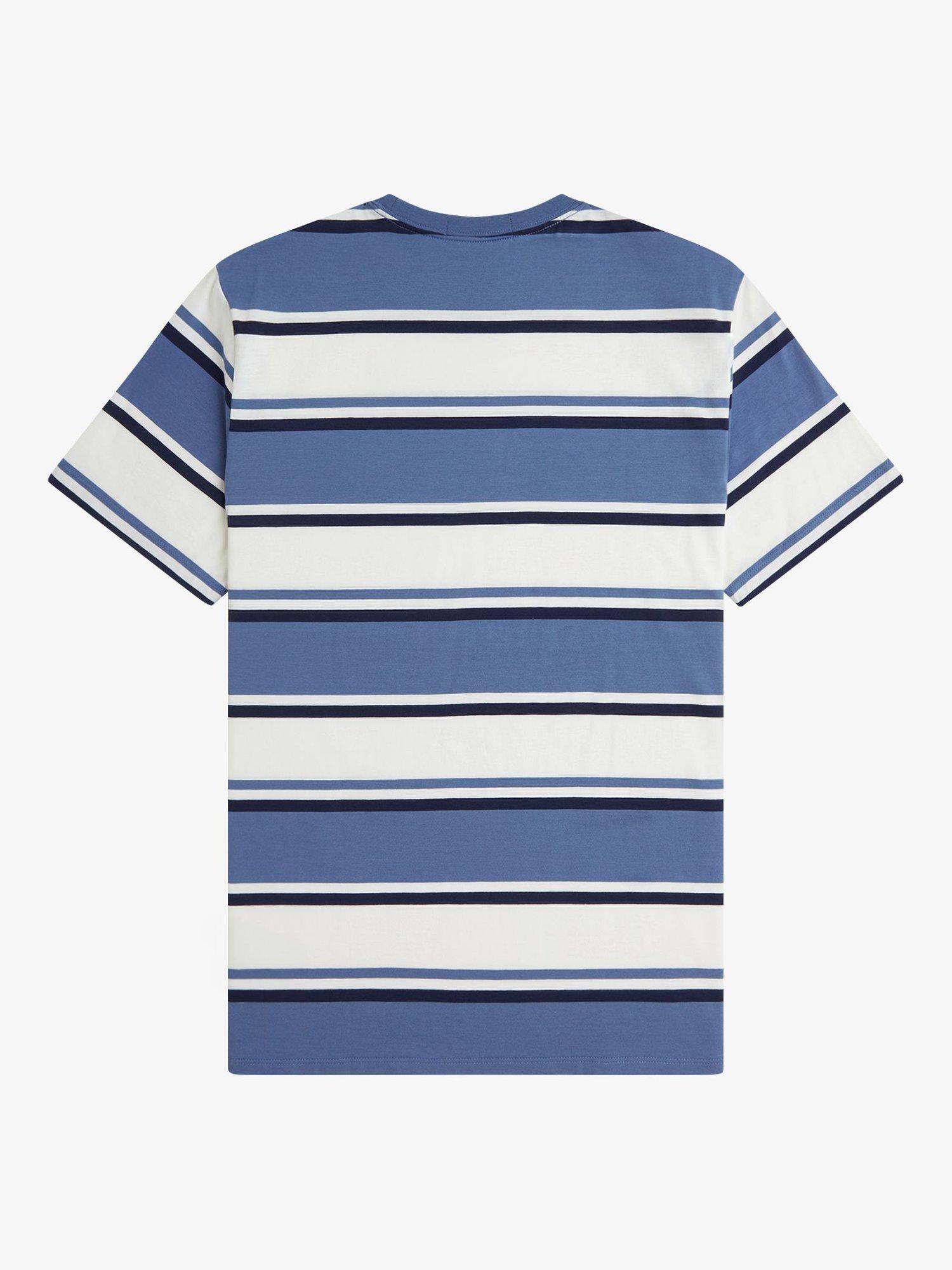Product image 5 of 5, which shows Fred Perry Cotton Bold Stripe T-Shirt, Ace Blue, S