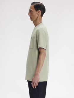 Fred Perry Cotton Pocket Detail Pique T-Shirt, Seagrass - view 2, Seagrass