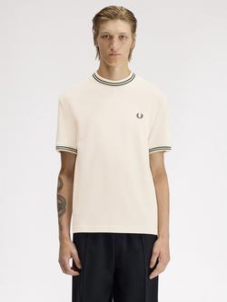 Fred Perry Cotton Ribbed Jersey T-Shirt, Ecru, Ecru