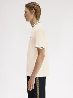 Fred Perry Cotton Ribbed Jersey T-Shirt, Ecru - view 2, Ecru