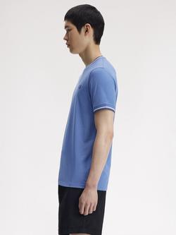 Fred Perry Twin Tipped Cotton Regular Fit Short Sleeve T-Shirt, Blue/Multi - view 2, Blue/Multi
