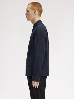 Fred Perry Seersucker Overshirt, Navy - view 2, Navy