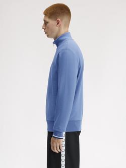 Fred Perry Cotton Half Zip Sweatshirt, Airforce Blue - view 2, Airforce Blue
