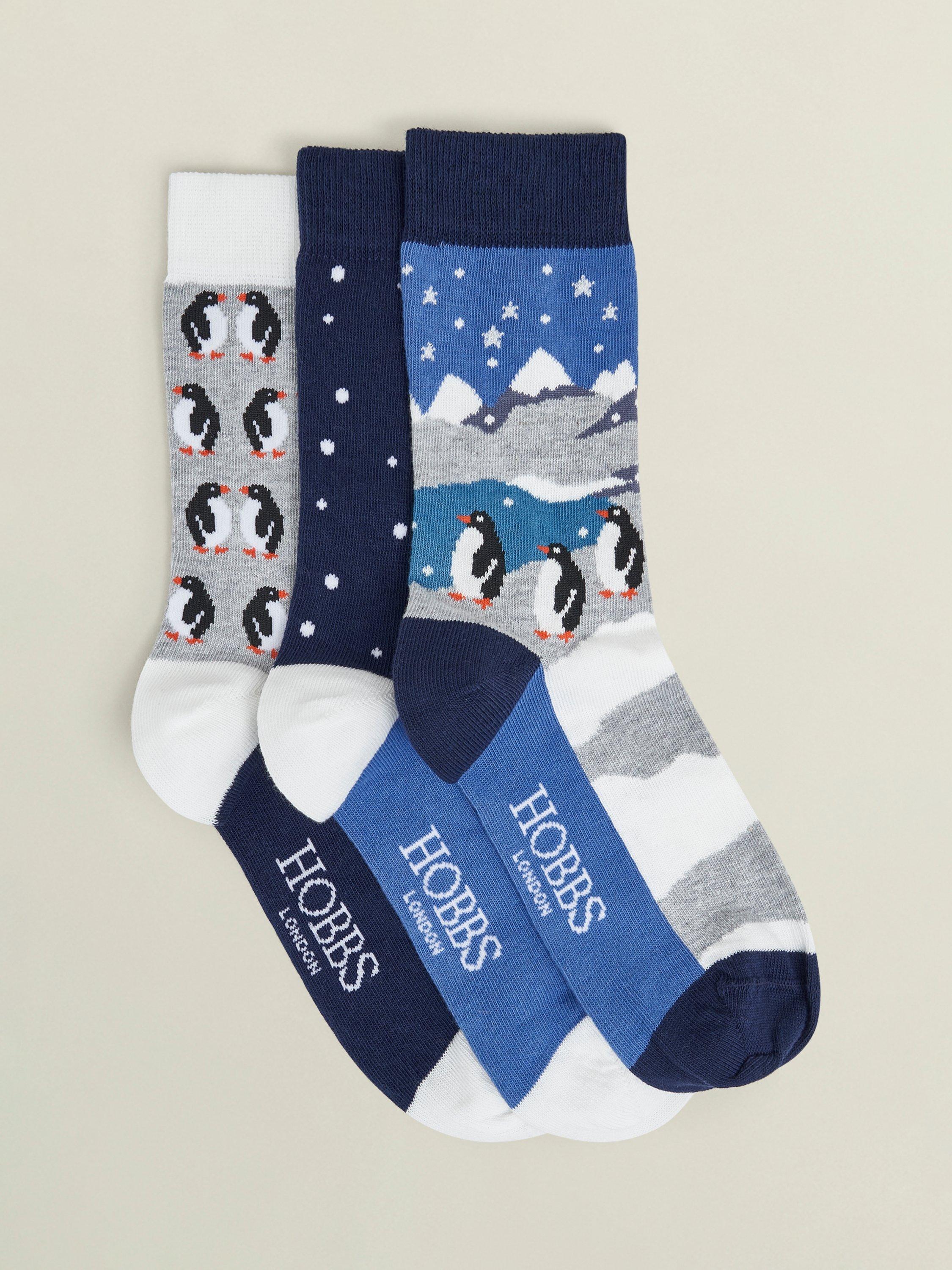 Hobbs Penguins Socks Gift Set, Blue/Multi
