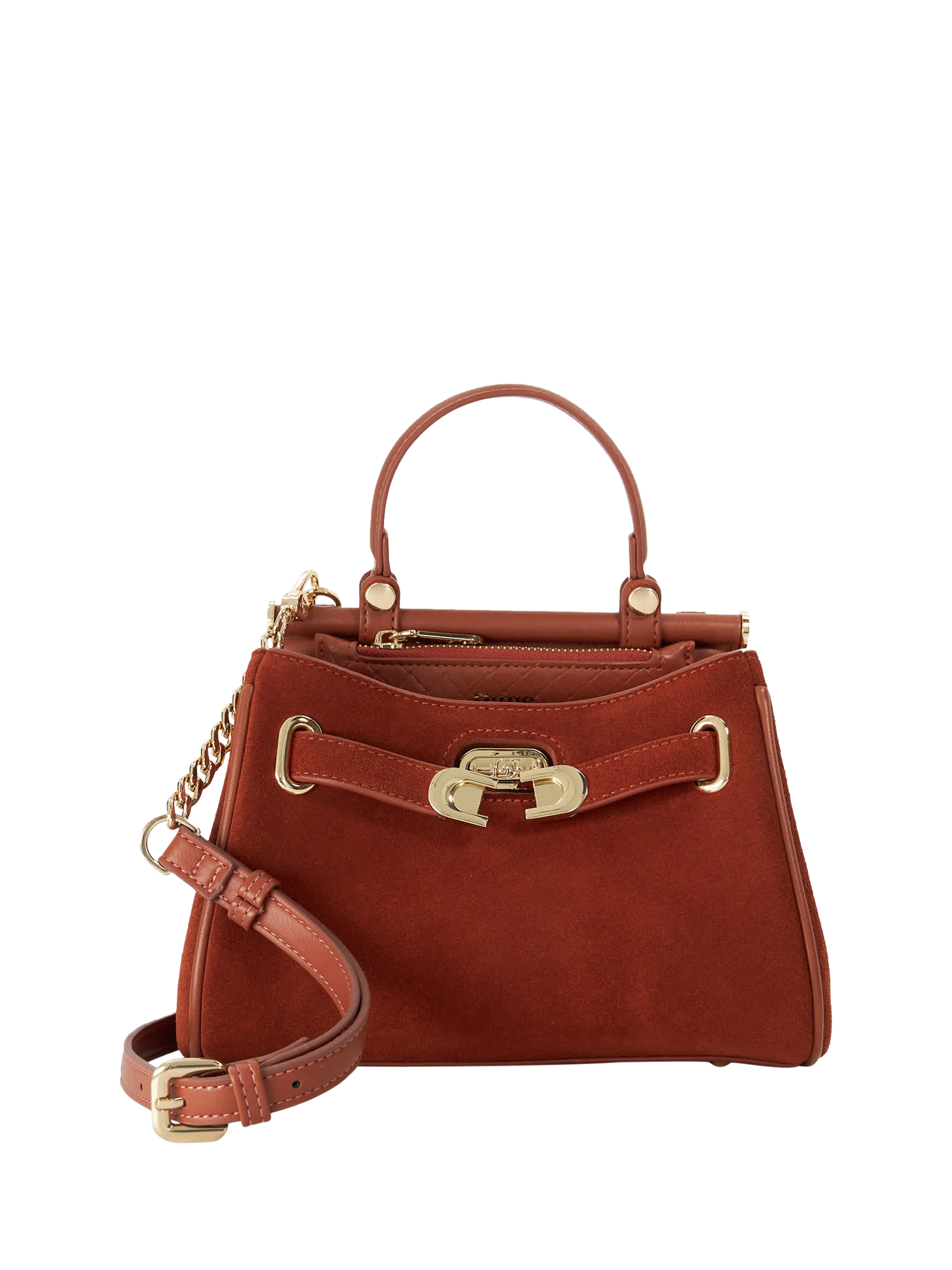 Product image 1 of 5, which shows Dune London Dynamic Leather Grab Bag, Orange