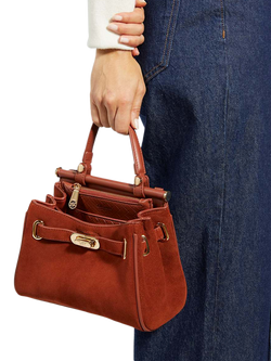 Dune London Dynamic Leather Grab Bag, Orange - view 2, Orange