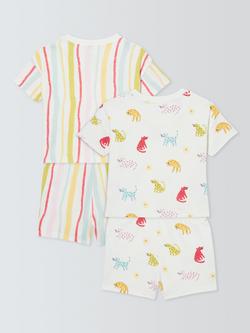 John Lewis Baby Leopards Short Pyjamas, Pack of 2, White Multi - view 2, White Multi