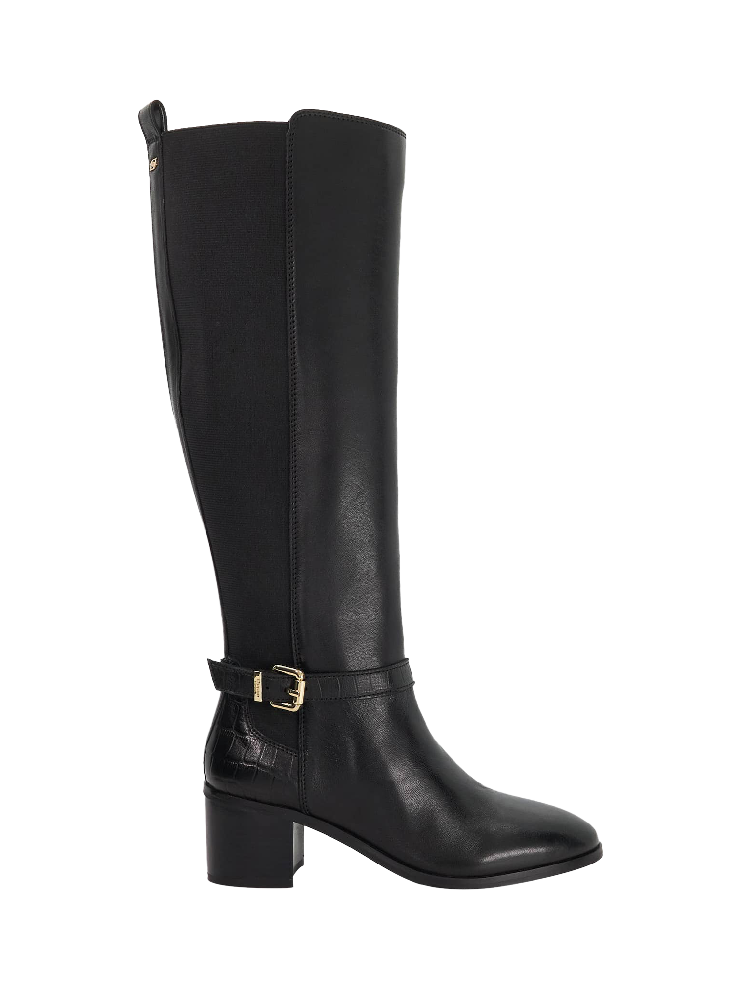 Product image 1 of 6, which shows Dune London Tilbys Knee Length Leather Boots, Black, EU36