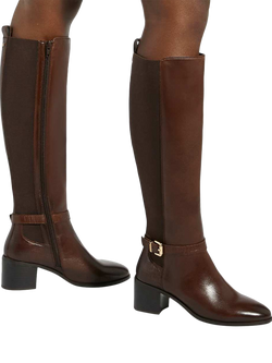 Dune London Tilbys Knee Length Leather Boots - view 2, Brown