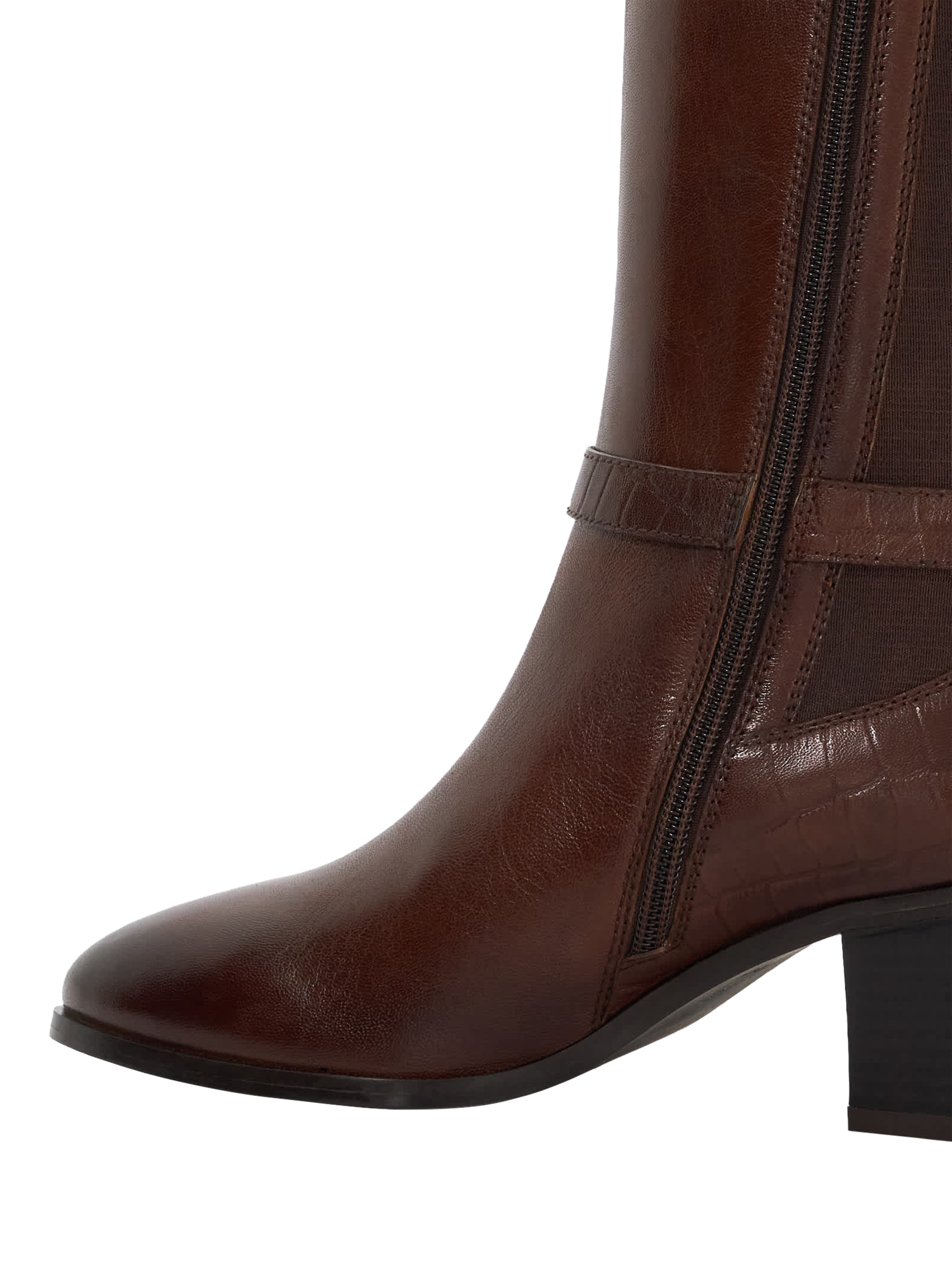 Product image 6 of 6, which shows Dune London Tilbys Knee Length Leather Boots, Brown, EU37