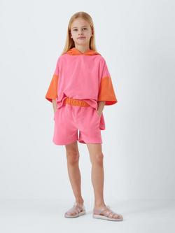 John Lewis Colour Block Towelling Top and Shorts Set, Pink/Multi - view 2, Pink Multi