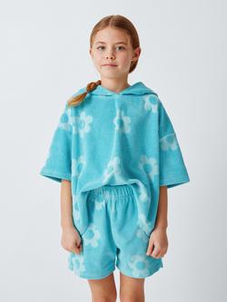 John Lewis Kids' Flowers Towelling Top and Shorts Set, Blue, Blue